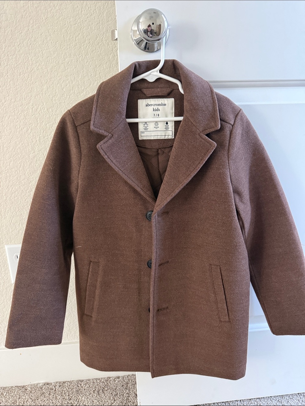 abercrombie kids Brown Pea Coat - Classic Button Front